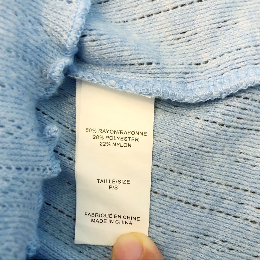 SUZY Pastel Blue Casual Relaxed Fit Button Down Long Sleeves Knits T Shirt Tee - Picture 6 of 15